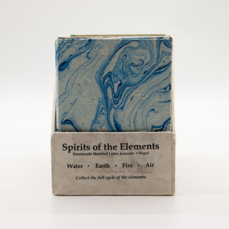 Med Marbled Four Elements Notebooks - (12x8cm) - 40 leafs (6x2 assorted Des) - In Display Case