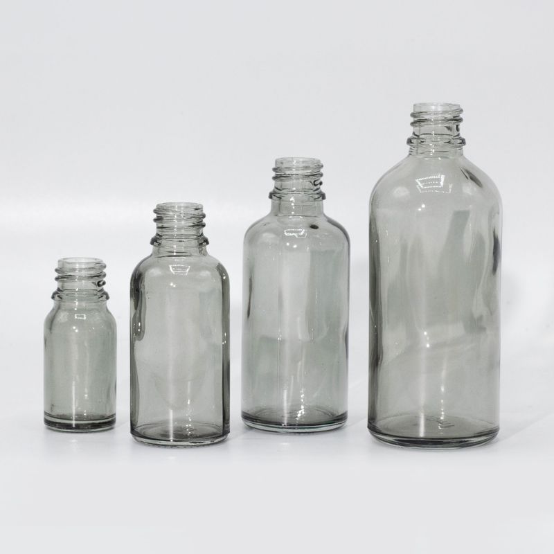 Sticlă cu pipetă de 100 ml, gri fumuriu, din sticlă, cu pipetă albă