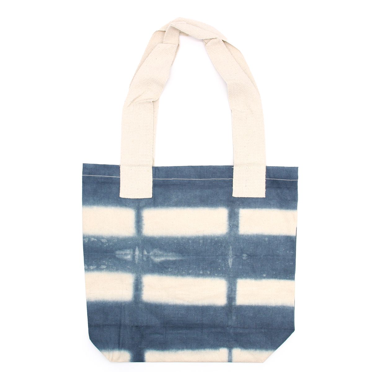 Saco de Algodão Natural com Desenho "Tie dye" (220 g) - 38 x 42 x 12 cm - Retângulos Cinzentos - Alça Natural