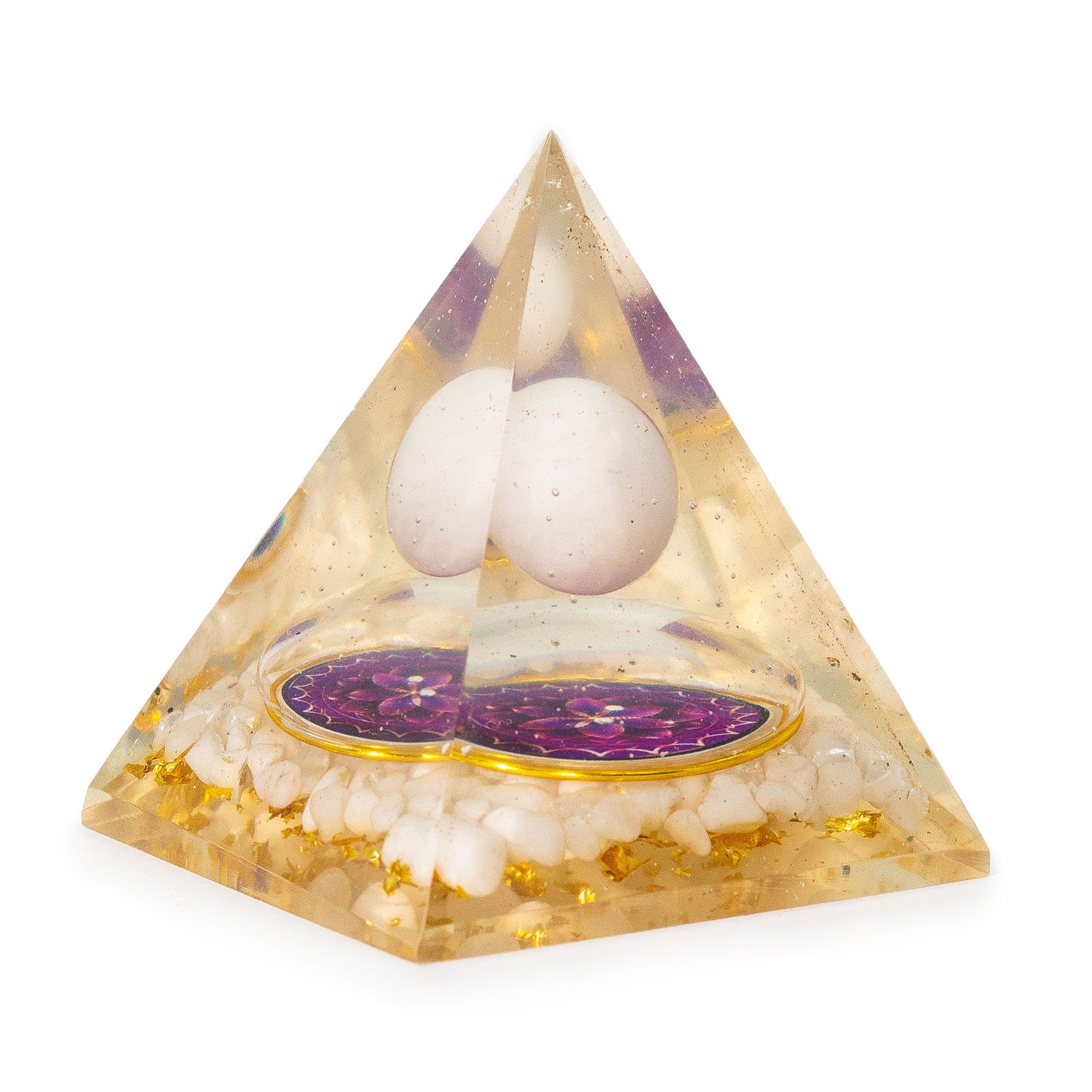 Pirâmides de Orgonite Médias - Esfera de Quartzo Flutuante – Pedaços de Quartzo