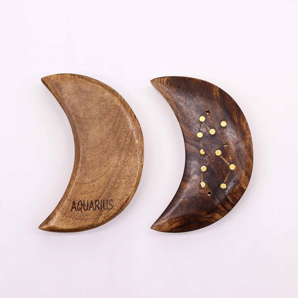 Porte-Encens en Forme de Signe du Zodiaque Gravé et en Laiton - Lune