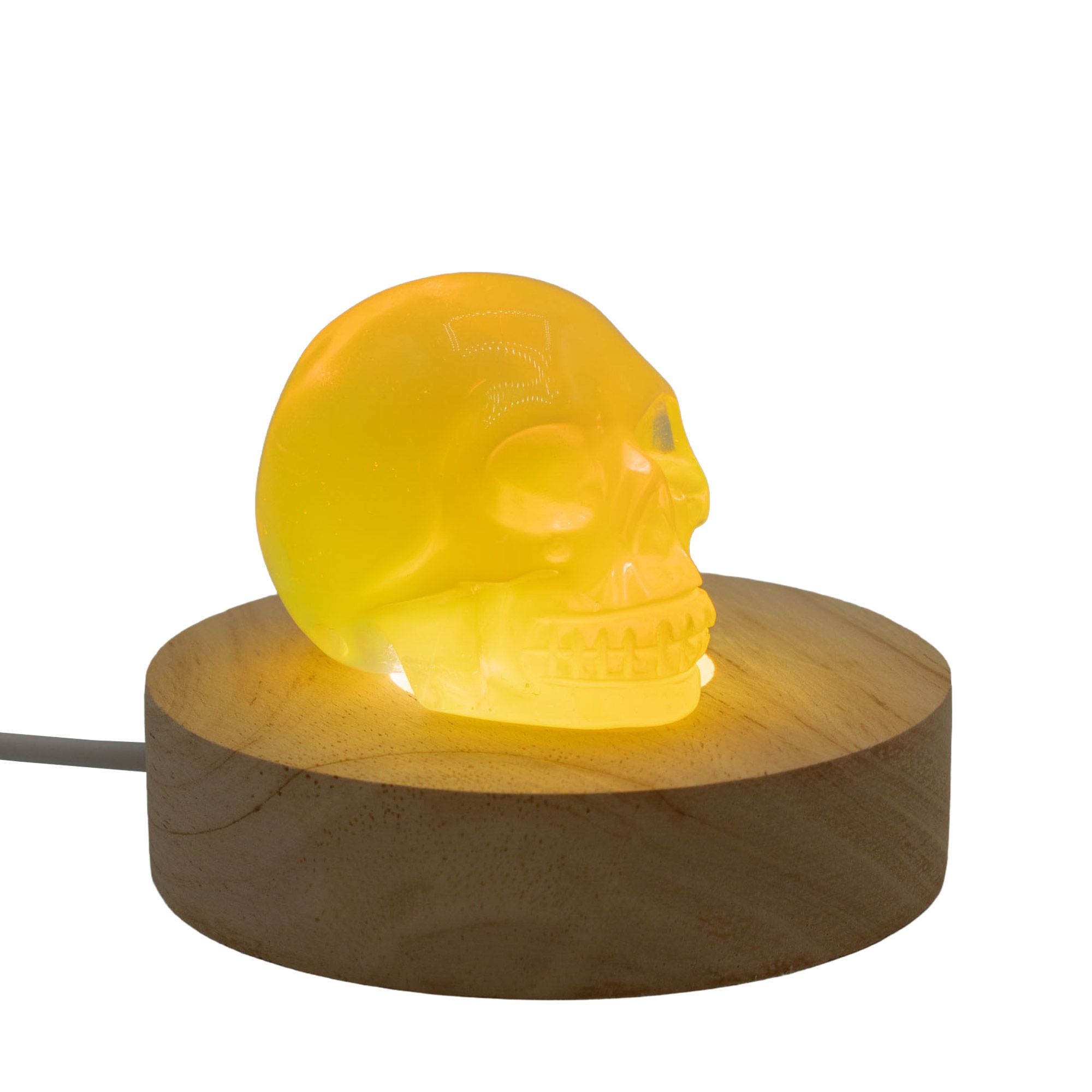 Base USB LED de Madeira Redonda 8 cm - Frio/Quente/Luz do Dia