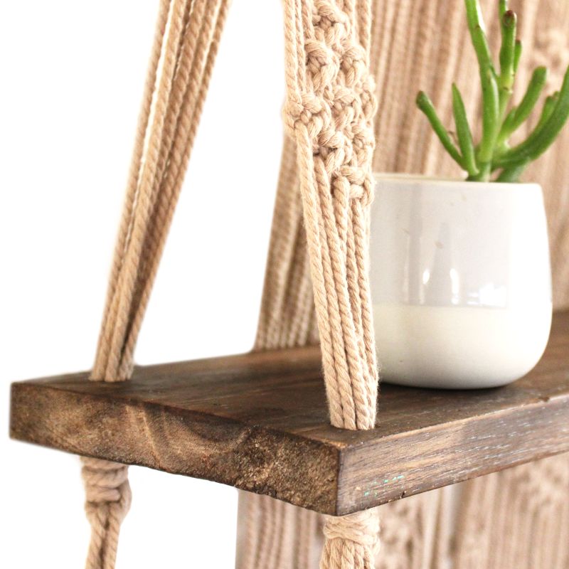 Étagères suspendues en macramé - Marron