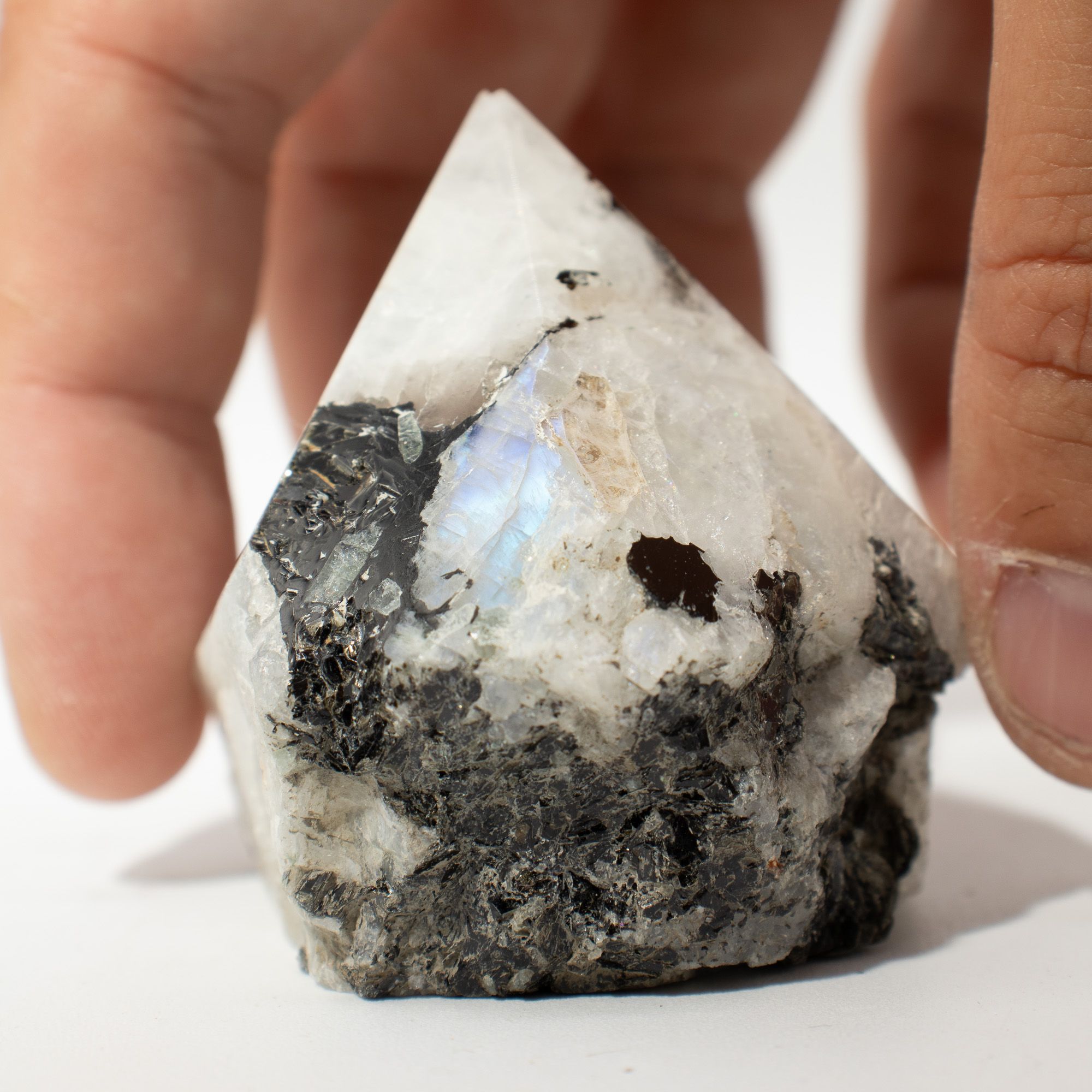 Pontas de Pedras Naturais (0,7kg) - Pedra da Lua Arco-Íris (aprox. 5-6 peças)