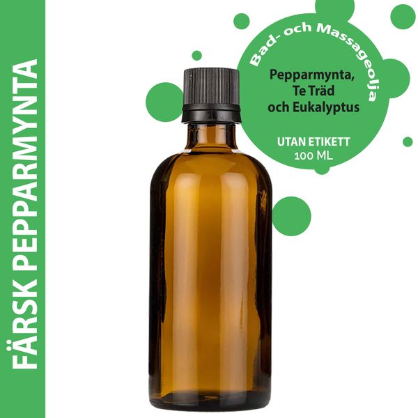 Färsk Pepparmynta Massageolja - 100ml - Utan Etikett