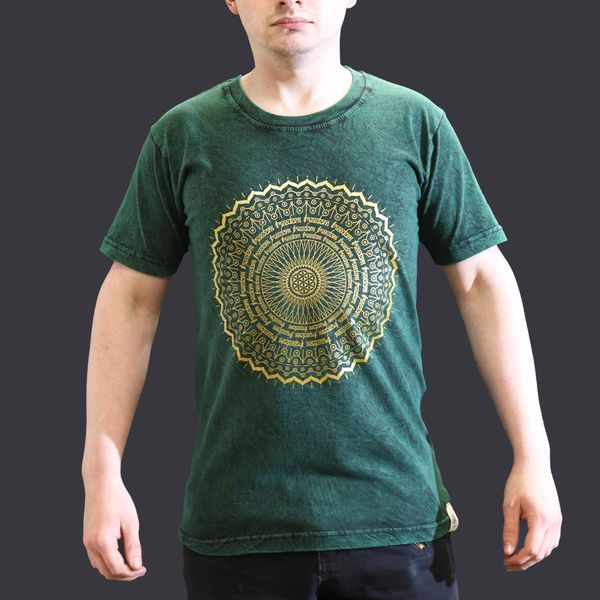 T-shirt Efeito Lavagem - Mandala - Verde
