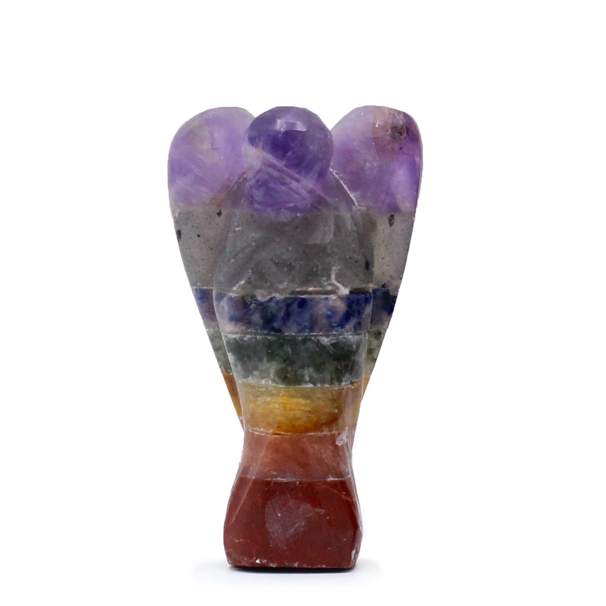 Mini Anjo de Pedras Preciosas Esculpido à Mão - Sete Chakras (aprox. 3,5 cm)