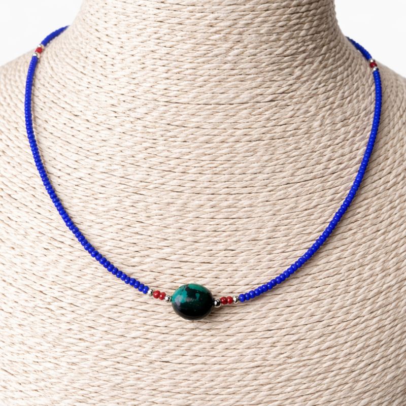 Fine Nepalese Lapis & Turquoise Pendant - Necklace (42cm)