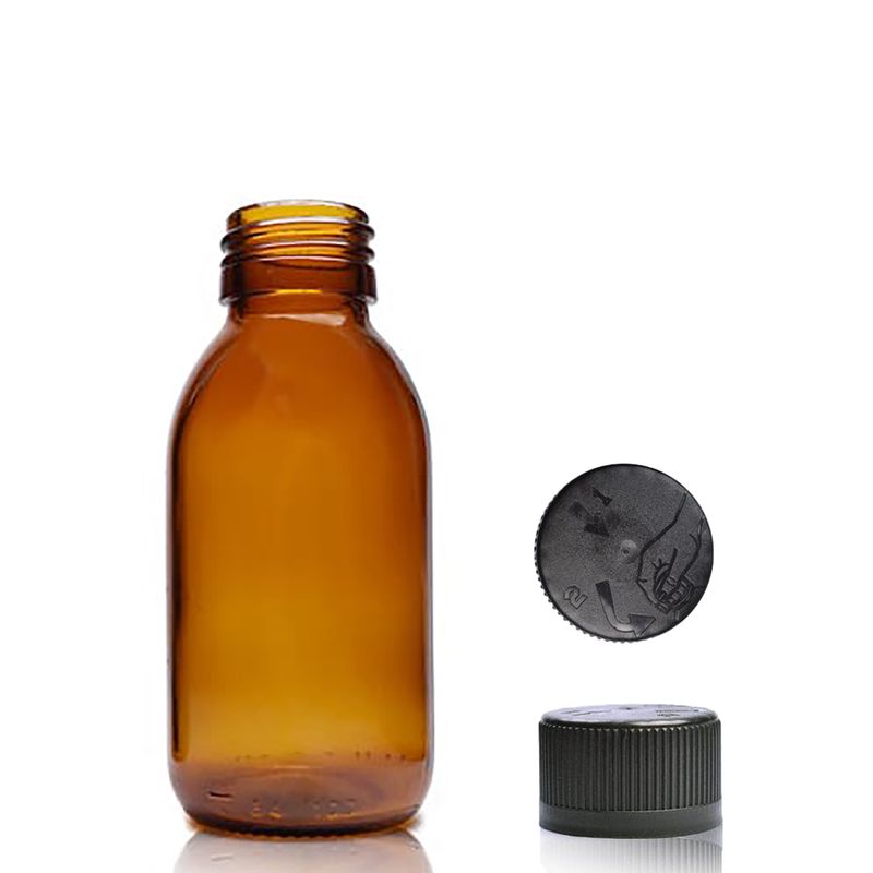 100ml Jantarová Skleněná Lékovka - Bez Uzávěru