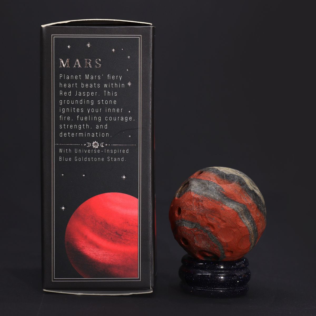 1x Planeta de Jaspe Vermelho com Suporte Solar (MARTE) - 40 mm