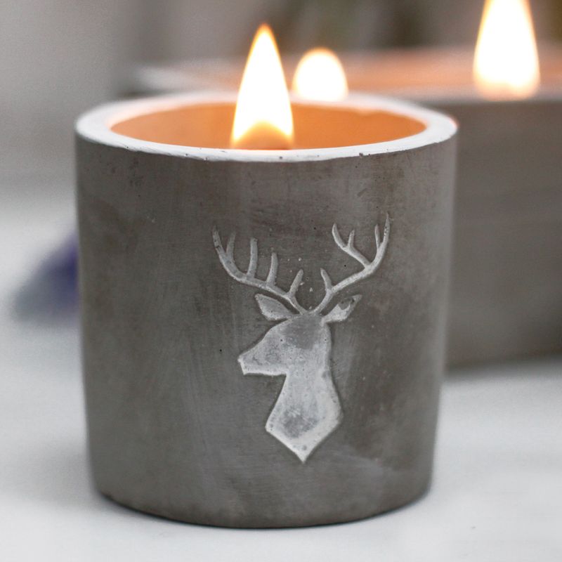 Bougie Béton Pot Moyen - Whisky/Fumée de Bois