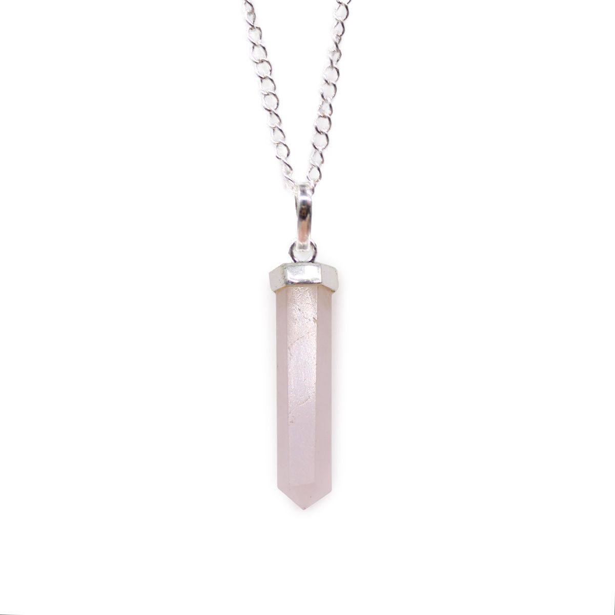 Colar com pingente clássico de pedras preciosas - Quartzo rosa