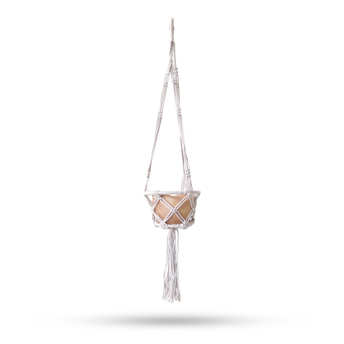 Macetero Pequeno de Macramé - Natural - Aro 16 cm