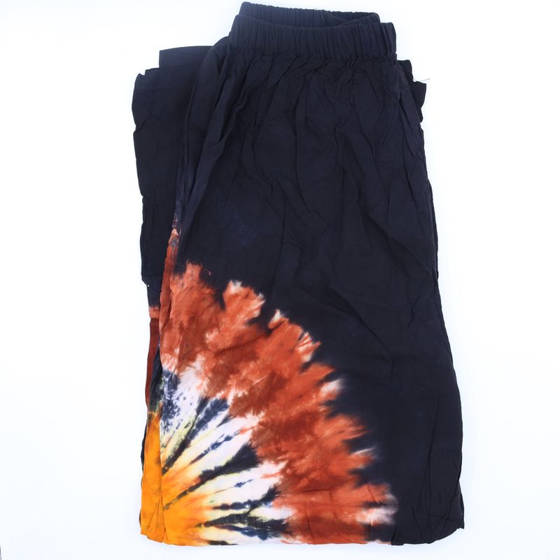 Japanese Style Lounge Pants - Med -Black Chocolate / Orange