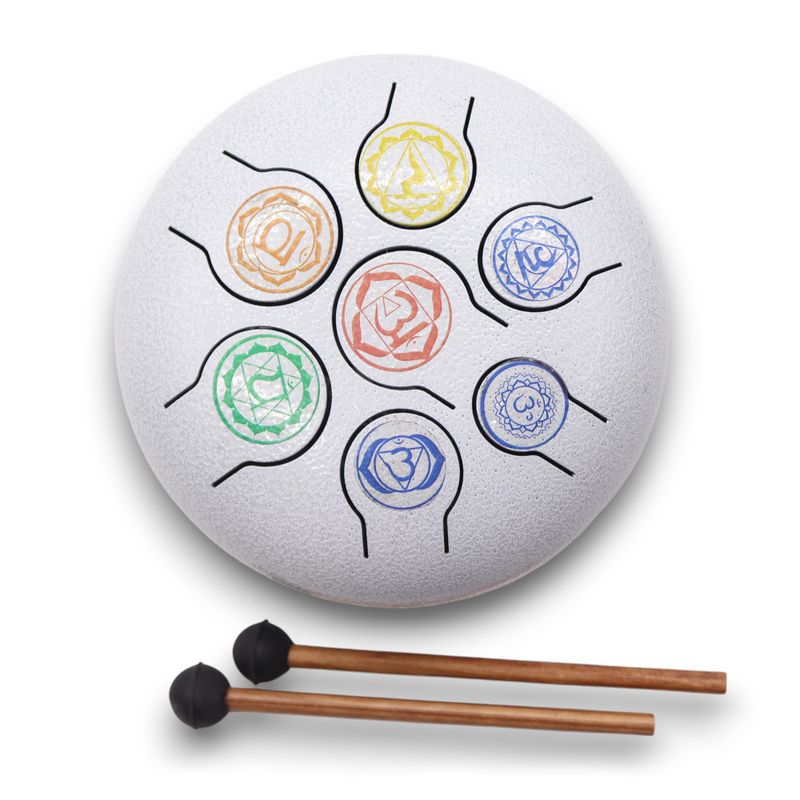 Tambour Tongue Drum en Acier 7 Chakras - 18 cm