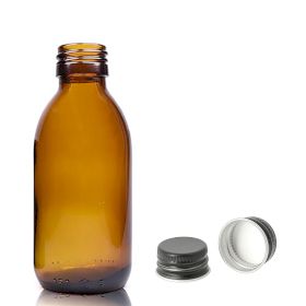150ml Sticlă de Chihlimbar pentru Medicamente cu Capac din Aluminiu Negru