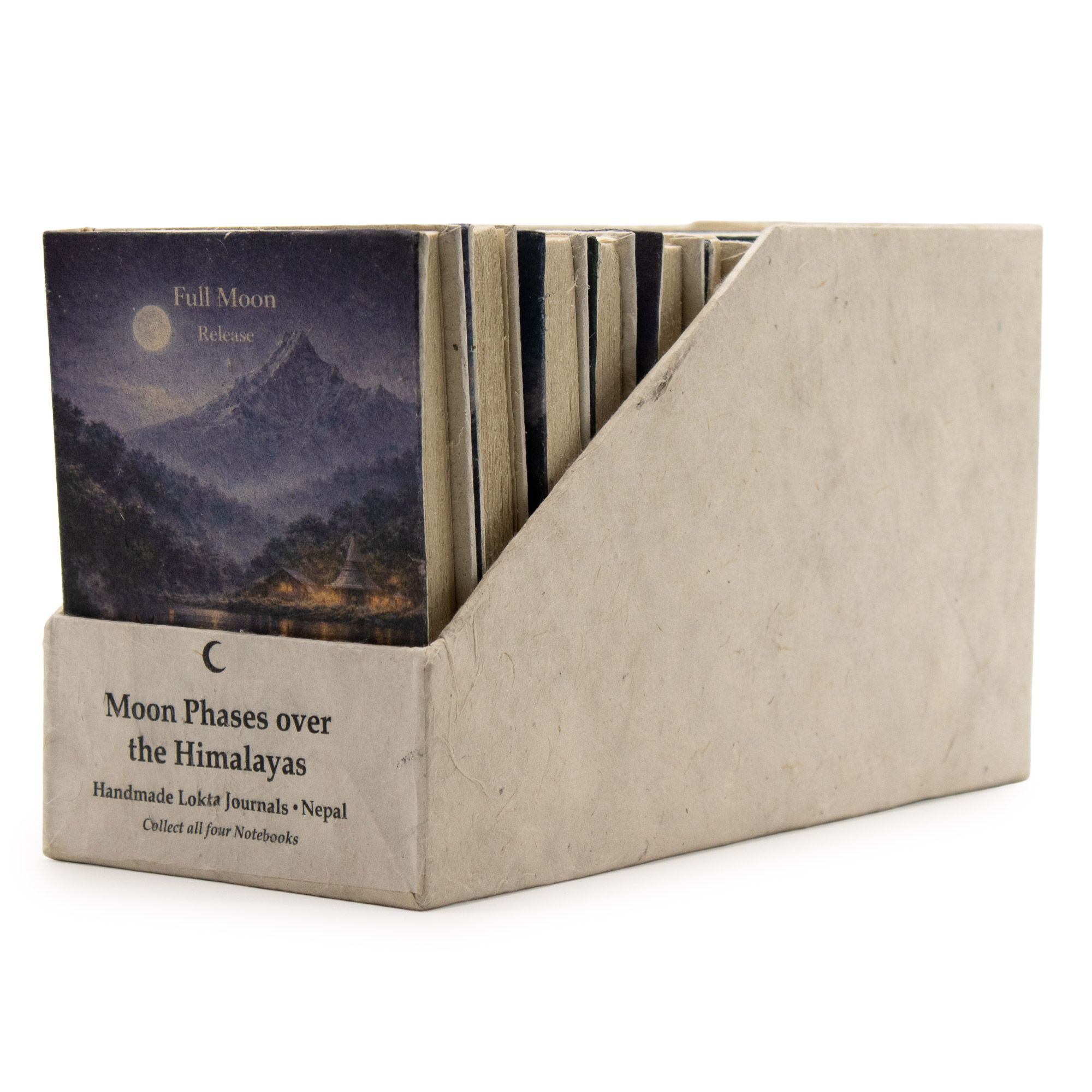 Med Mixed Mountain Moon Phase Notebooks - (12x8cm) - 40 leafs (3x4 assorted Des) - In Display Case