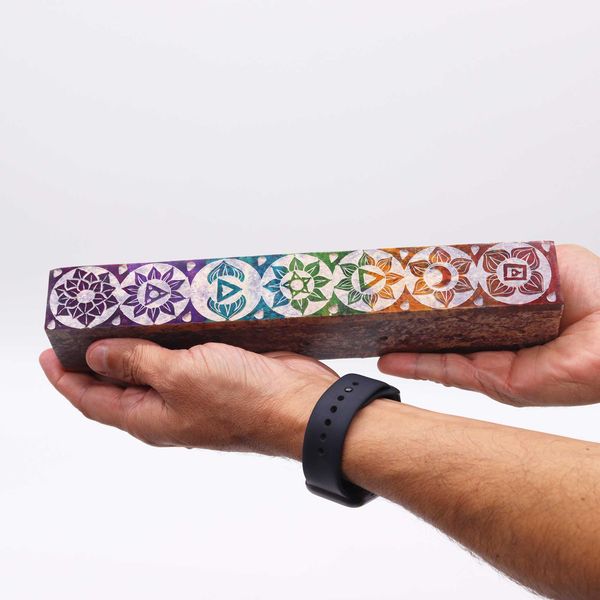Boîte à encens en pierre à savon avec trous de fumée 25 cm - Chakra