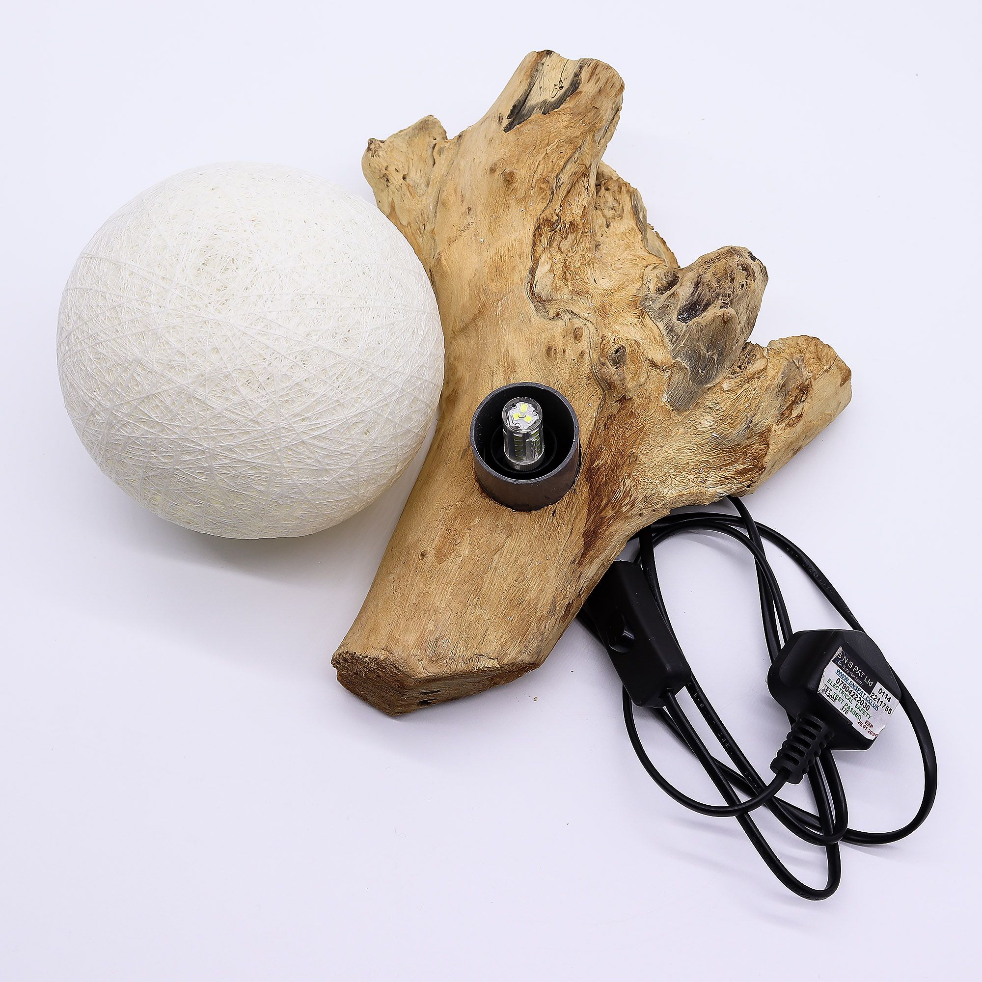 Candeeiro de Mesa com Abajur Esfera Marfim