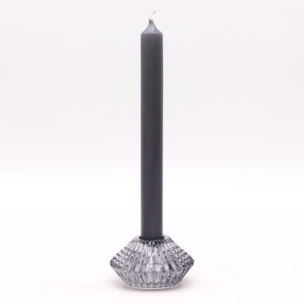 Set of 2  Flower Flip Dinner Candle / Tealight Holder -  Midnight Grey
