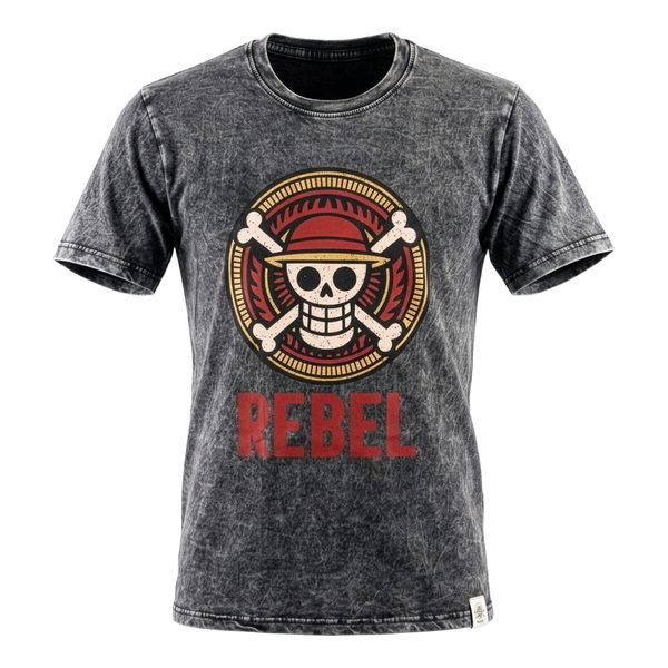 Nomad Sari Camiseta de algodón lavado a la piedra - Rebel - Carbón - Mediano