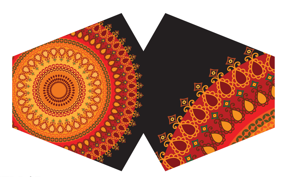 Återanvändbart Munskydd - Orange Mandala (Vuxen)