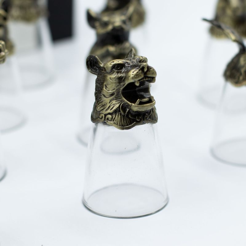 Vasos de chupito Bottom Up (25ml) - Bosque y Criaturas Místicas - Bronce Antiguo