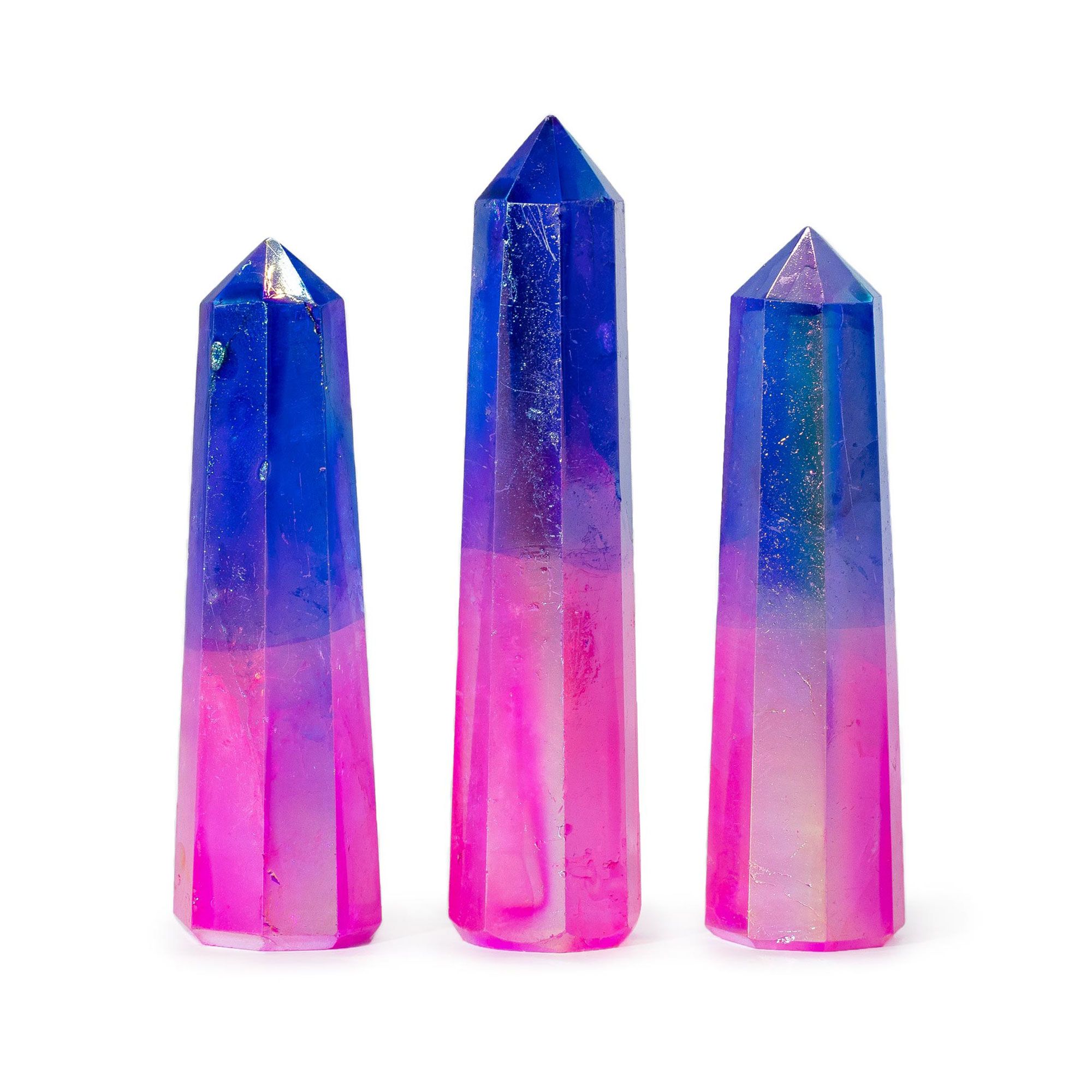 Pink & Blue Aurora Crystal Quartz Obelisk - 9cm Gemstone Point