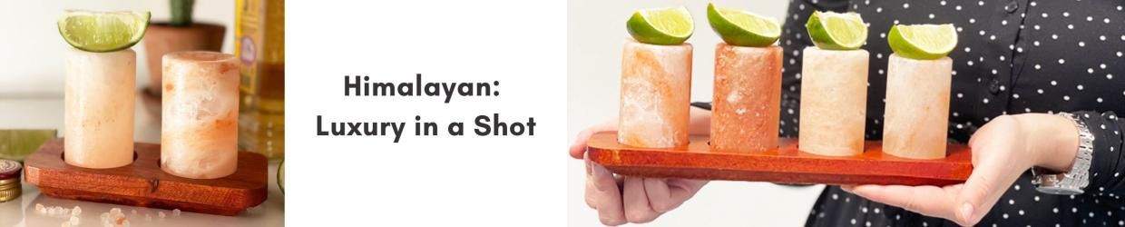 Himalayan Salt Shot Glasses & Wood Serving Tray