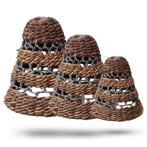 Natural Banana Leaf & Hitam Raffia Lamp Shades