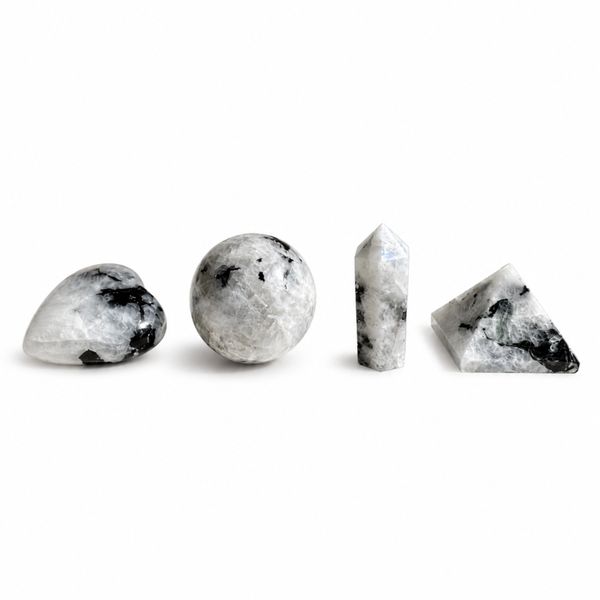 Cuatro formas de gemas - Piedra lunar arcoíris