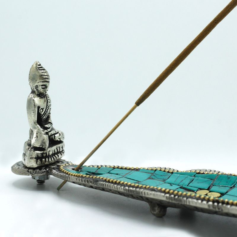 Porte-encens de décoration tibétaine à longue feuille de bouddha