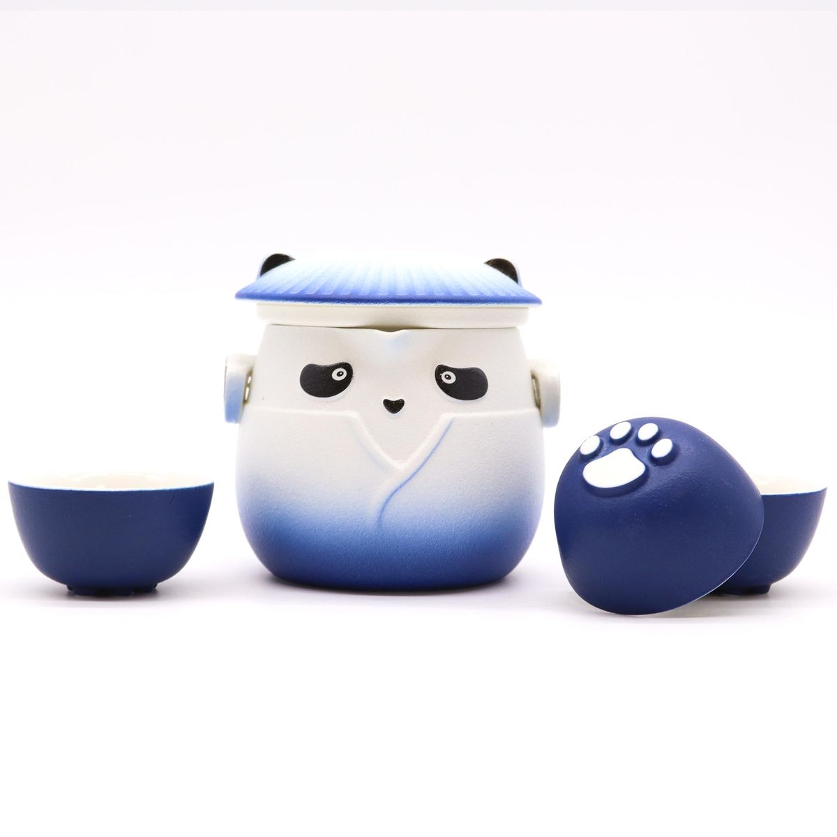 Conjunto de bule Panda e três chávenas - Azul Céu