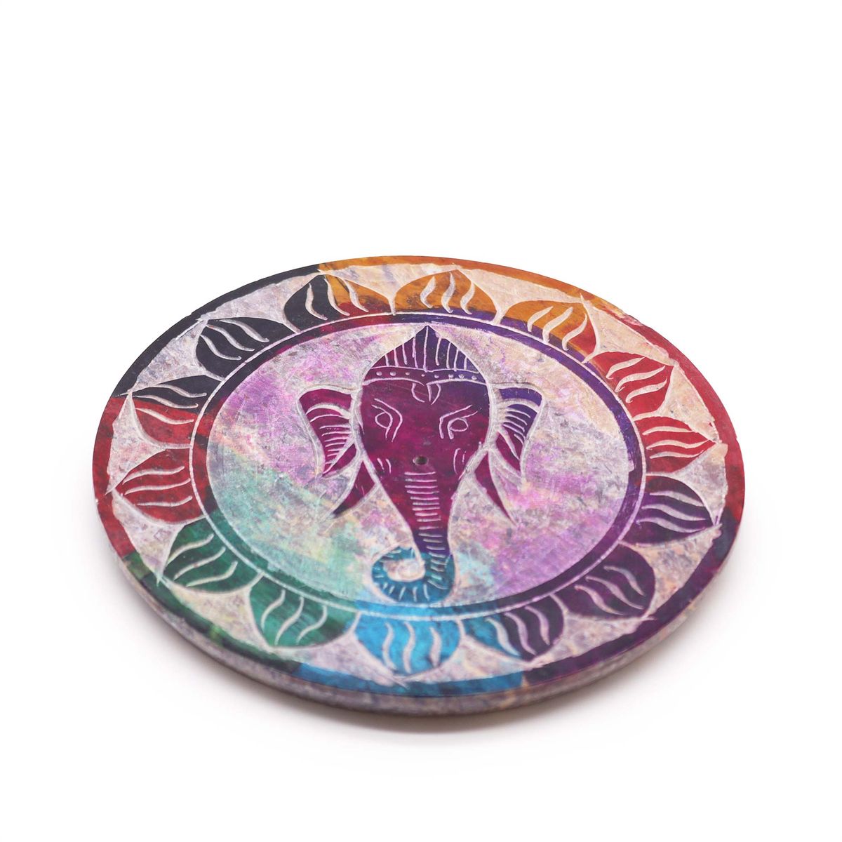 Porta-incenso Disco de Esteatita 10 cm - Ganesha