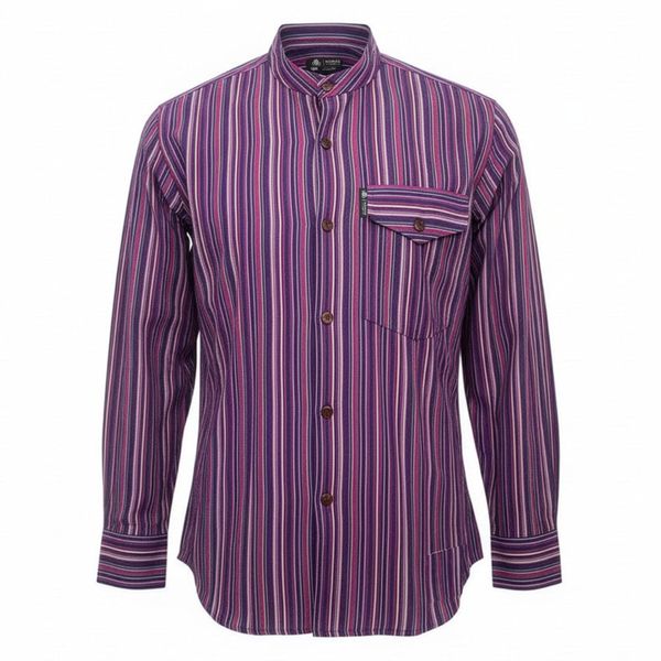 Nomad Sari Grandad Shirt - Negro Púrpura - XL