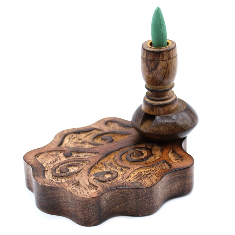 Petit Brûleur à reflux en bois de manguier - Arbre de Vie