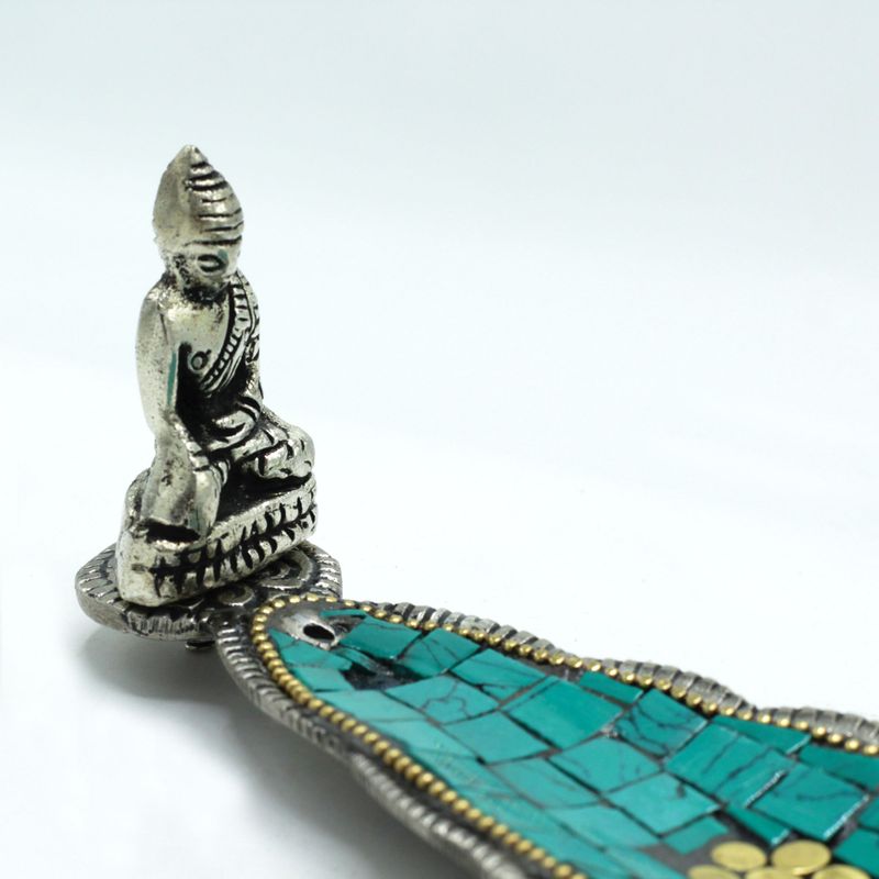 Porte-encens de décoration tibétaine à longue feuille de bouddha
