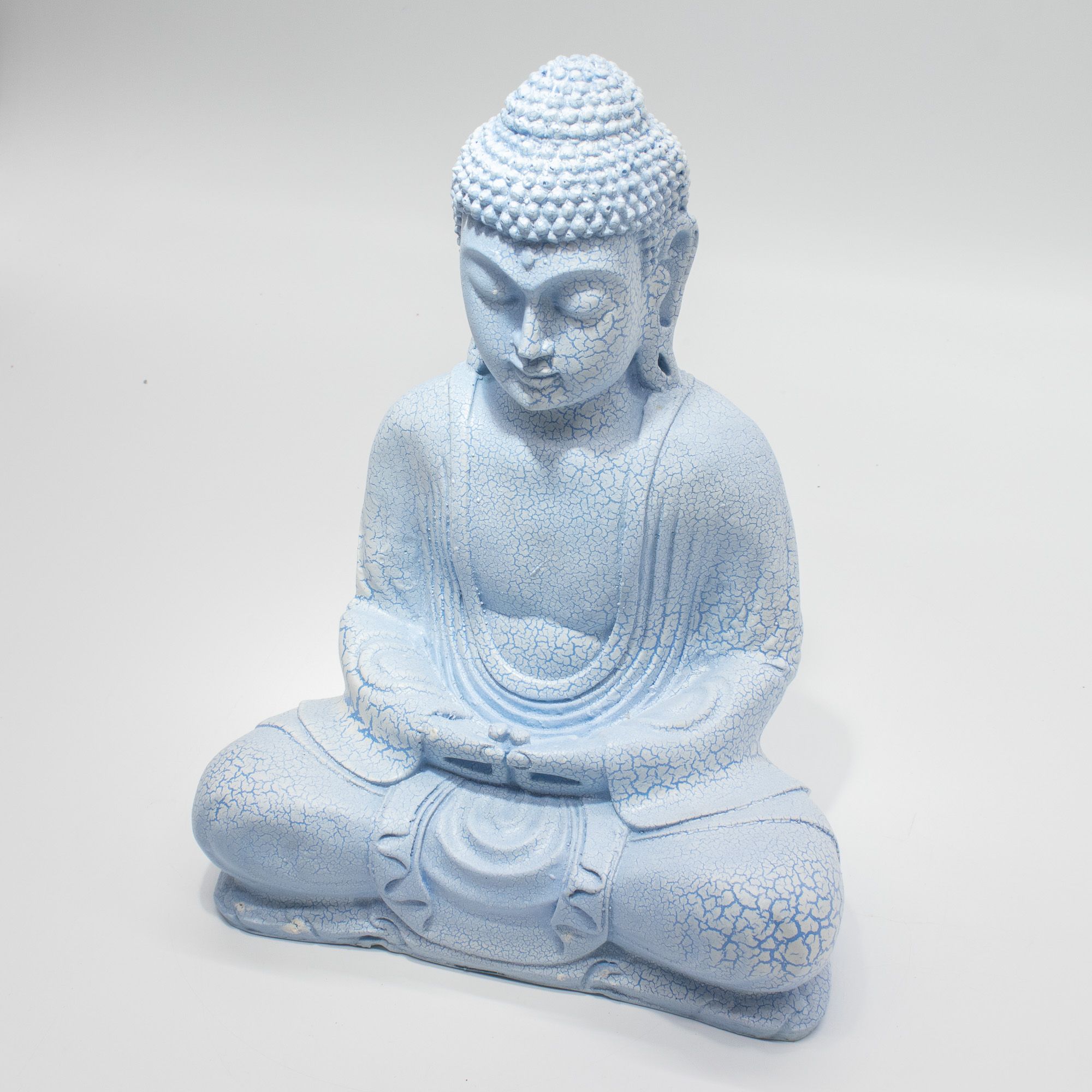 Meditačné Tienidlo s Budhom - Belaso Modré - Oválny Podstavec