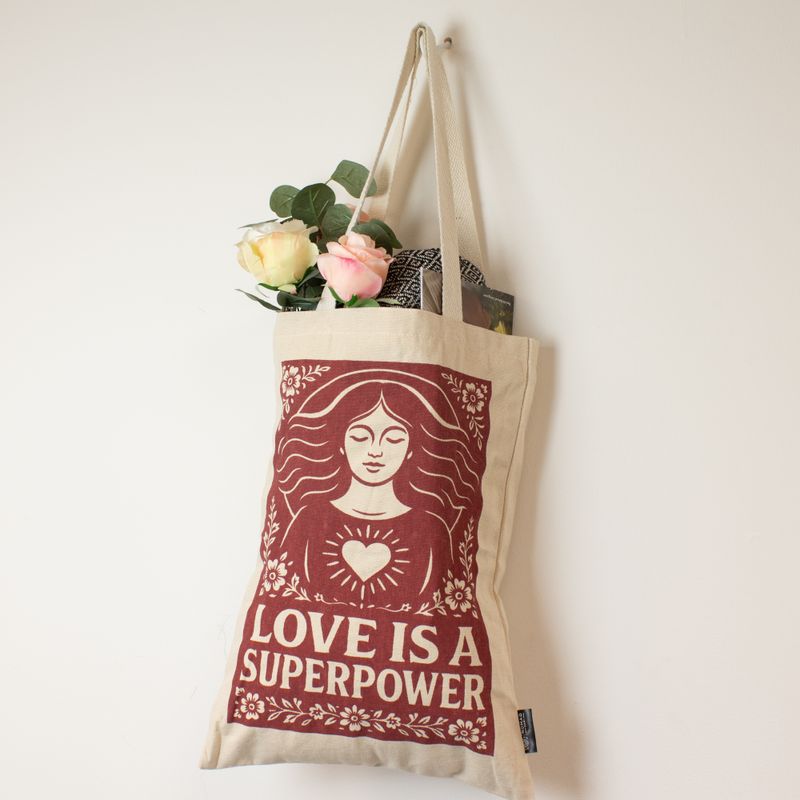 Iconic Toni Tote Bag - Love is a Super Power (41x31cm) - Natural 10oz