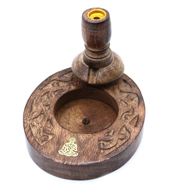Petit Brûleur à reflux en bois de manguier -  Bouddha