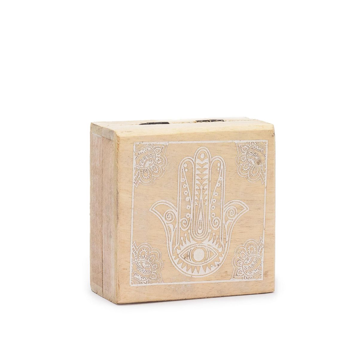 Caixa quadrada pequena 10x10x4,2 cm - Hamsa Branca
