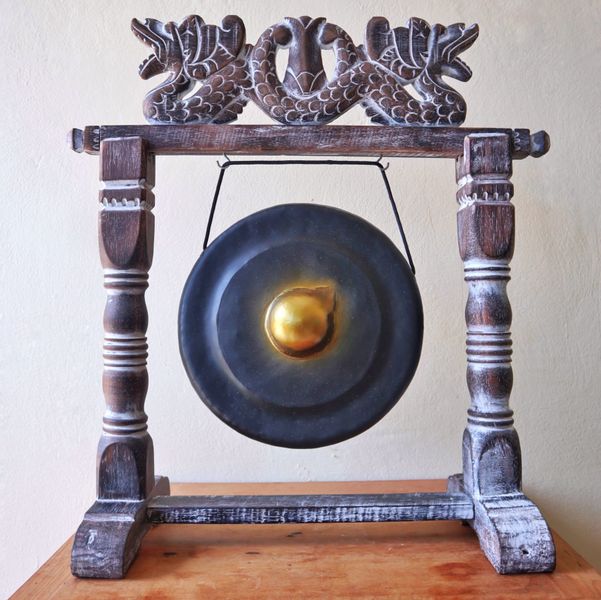 Petit Gong de Méditation avec Support - 25cm - Noir