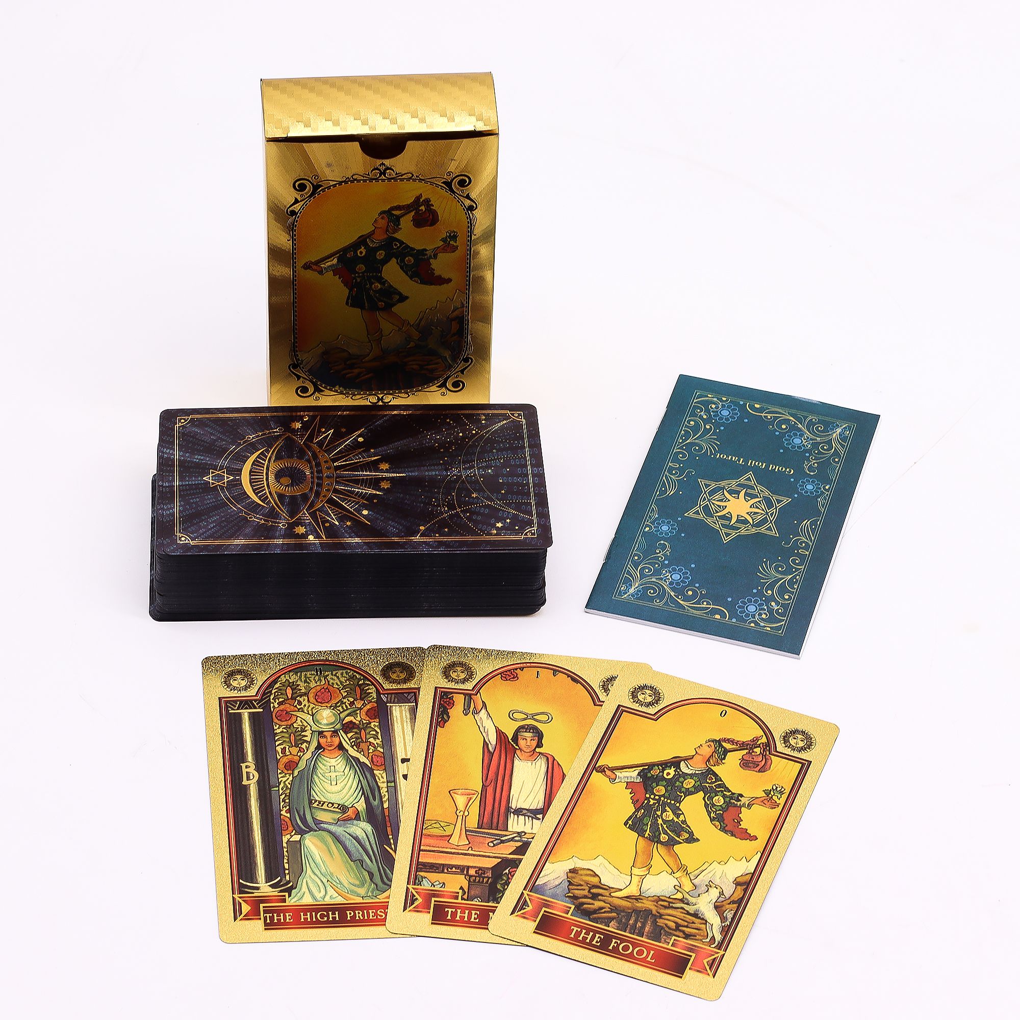 Set Tarot Karata s Plavo-zlatnom Folijom – Svevideće Oko - s priručnikom