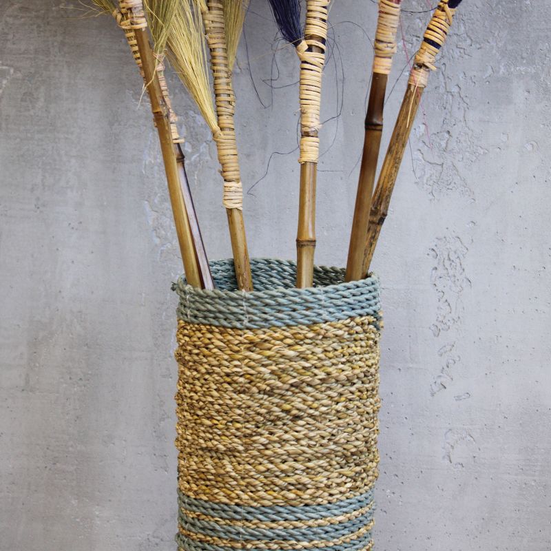 Ensemble Jonc de Mer & Raphia Abu-Abu - 2 Vases & 2 Bacs