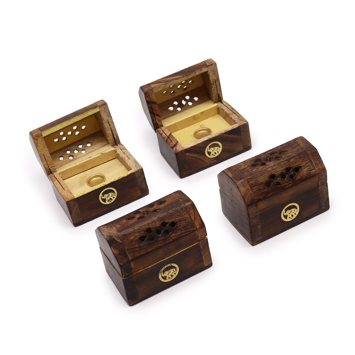Mini Caixa para Fumo de Cones de Incenso - Madeira de Manga