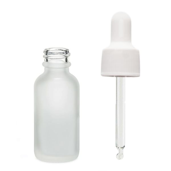 Mat Bijela Staklena Bočica s Bijelom Pipetom 10ml