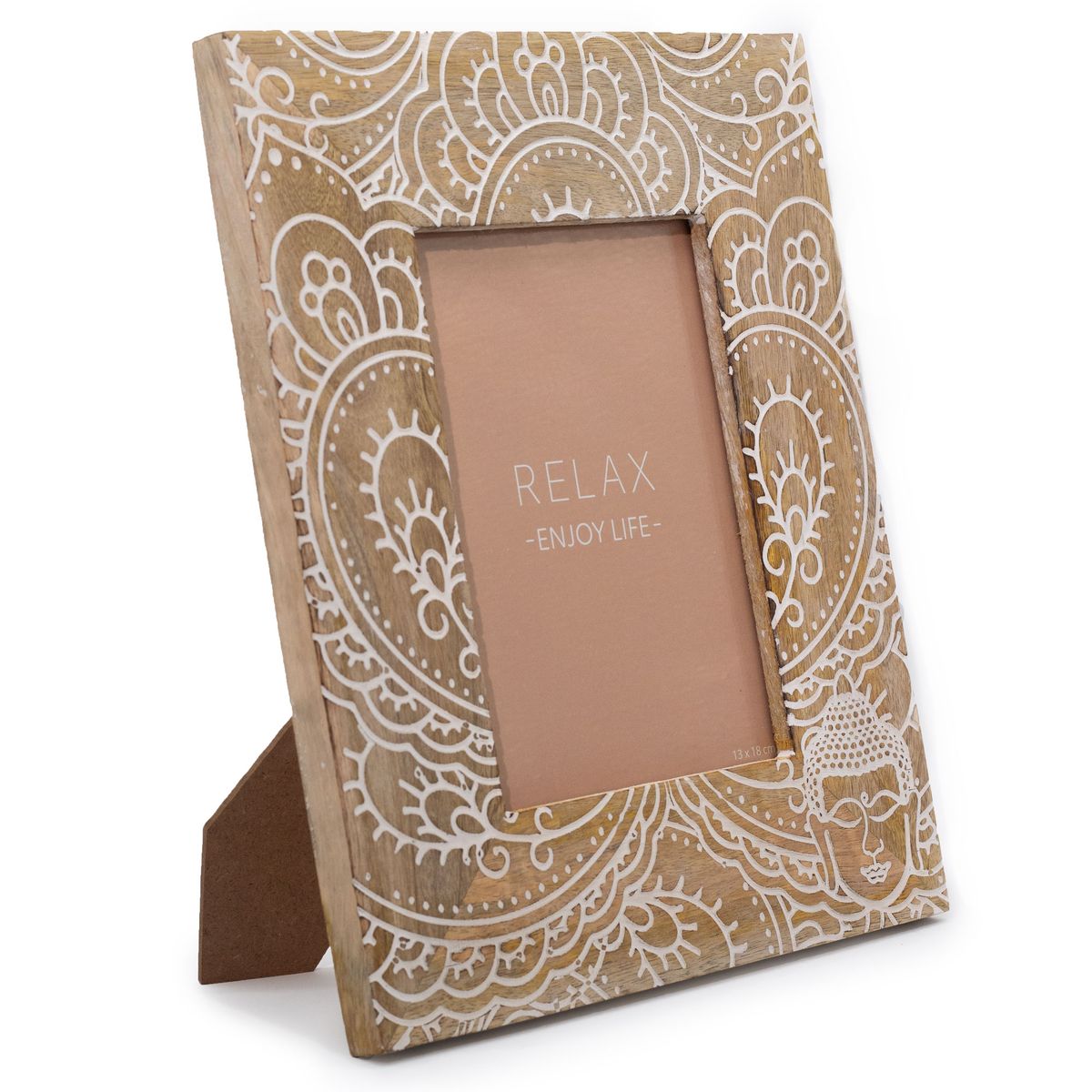 Moldura Grande em Madeira de Manga (para 13x18 cm) 28x23x2 cm - Buda Branco