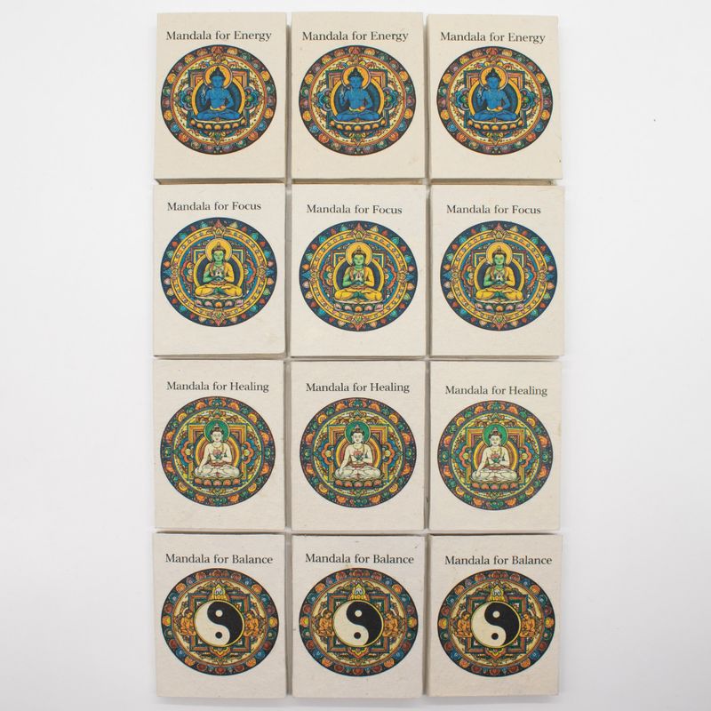 Med Tibet Mixed Mandala Notebooks - (12x8cm) - 40 leafs (6x2 assorted Des) - In Display Case