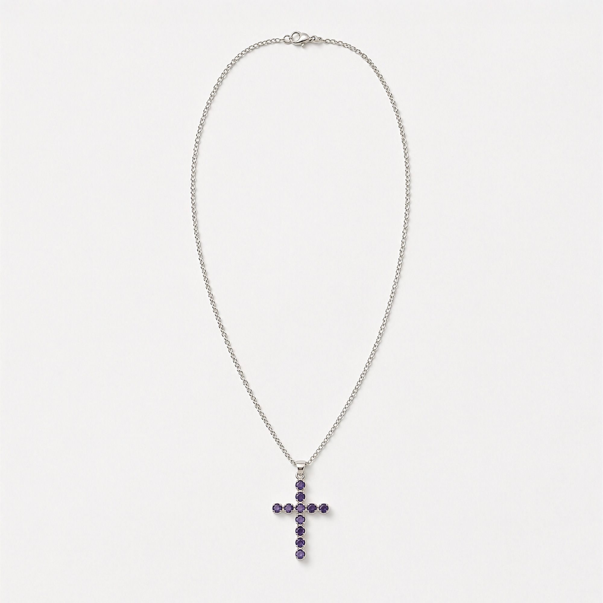 Colgante devocional de la India - Plateado con baño de plata (cadena de 45 cm) - Crucifijo Ionite