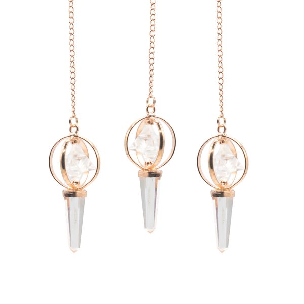Stellar Gateway - Two Piece Spinning Merkaba Star in Copper Pendulum -  Clear Quartz
